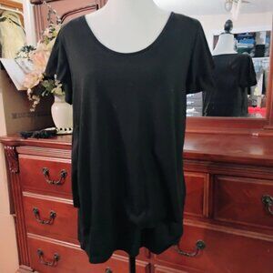 Black Scoop Neck Tiered Front Blouse